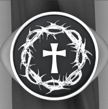 Crown of Thorns & Cross Ring (Sterling Silver) - Logos Trading Post, Christian Gift