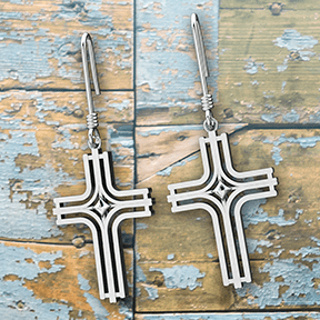 Logos Jewelry - Radiant Cross, Sterling Silver Earrings - Logos Trading Post, Christian Gift
