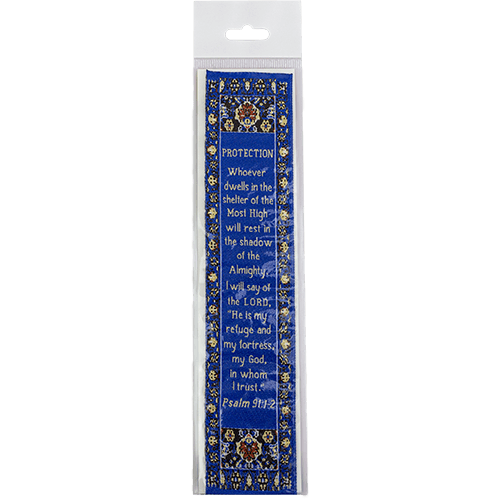 Psalm 91 Divine Protection, Themed Assortment of 4 Woven Fabric Bible Verse Bookmarks, Silky Soft & Flexible Religious Bookmarkers for Novels Books & Bibles, Woven Design, Memory Verse Gift