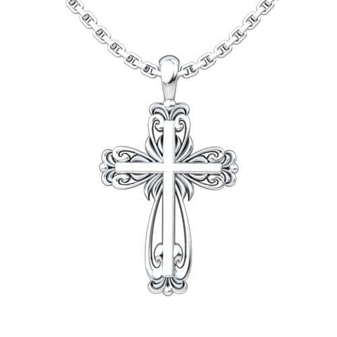  Elegant Cross Sterling Silver Necklace on an 18 inch chain