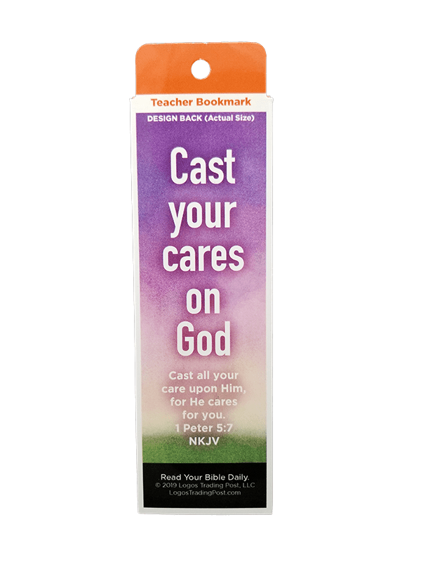 Children's Christian Bookmark, Cast Your Cares on God, 1 Peter 5:7 - Pack of 25 - Logos Trading Post, Christian Gift