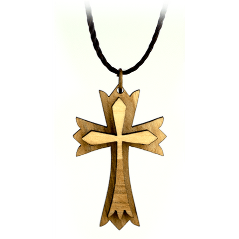 Simple Latin Cross Olive Wood Necklace