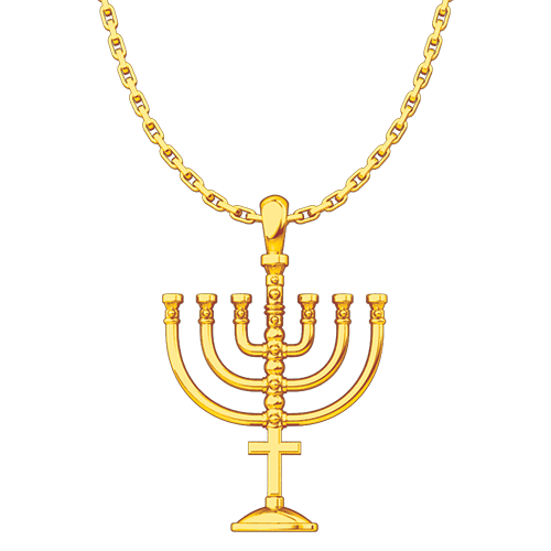 Messianic, Menorah Gold Plated Sterling Silver Pendant Necklace for Men and Women