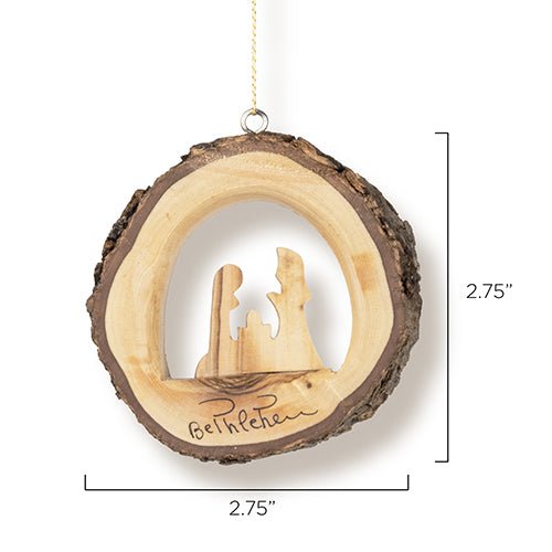Live Edge 3D Nativity Ornament, Holy Land Olive Wood