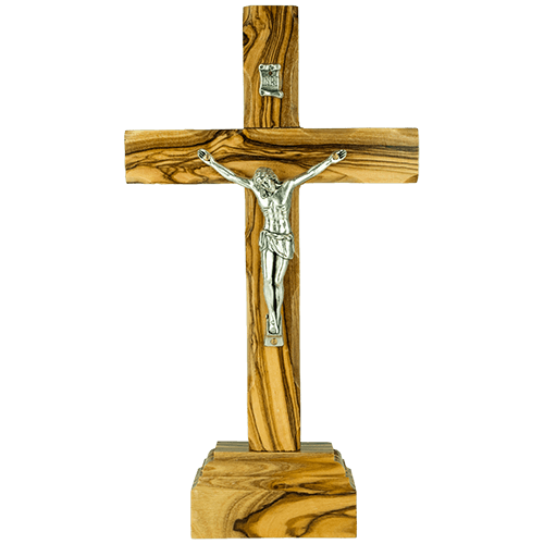 7.5" catholic crucifix cross with inri plaque and detachable stand