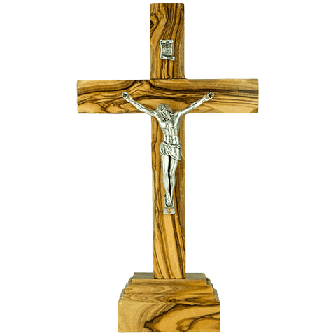 7.5" catholic crucifix cross with inri plaque and detachable stand