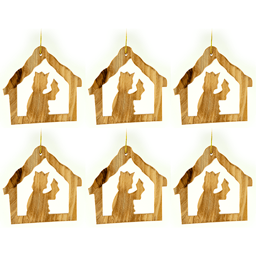 Wise King, Bulk Pack of 6 Holy Land Olive Wood Christmas Ornaments from Israel, Wooden Hanging Decorations for Christmas Tree, Made in Bethlehem