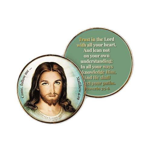 Sacred Heart of Jesus Christian Challenge Coin - Proverbs 3:5-6