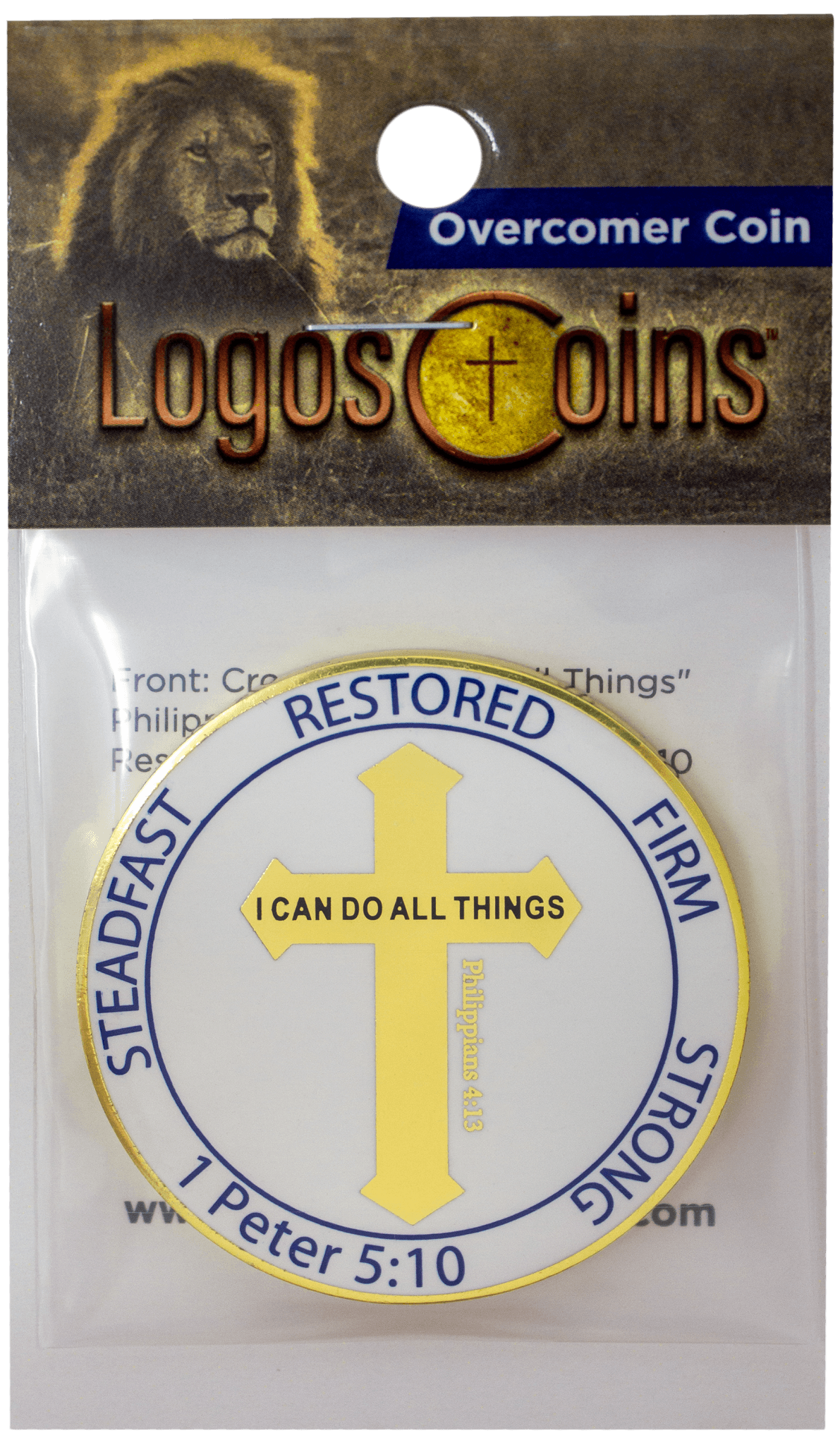 Overcomers Gold Plated Challenge Coin For Men and Boys -  Philippians 4:13