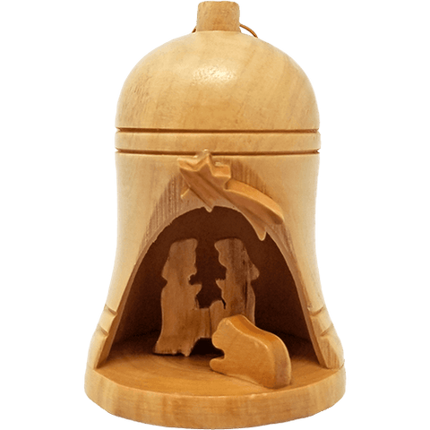 Nativity Bell Ornament  -3D - Holy Land Olive Wood - Medium