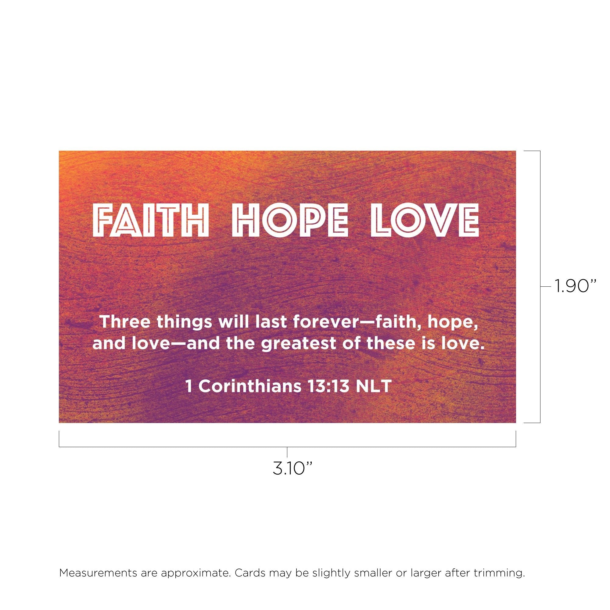 Children and Youth, Pass Along Scripture Cards, Faith Hope Love, 1 Corinthians 13:13, Pack of 25