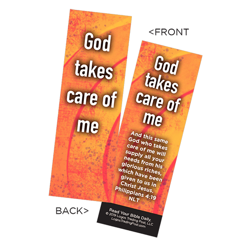 Children's Christian Bookmark, God Takes Care of Me, Philippians 4:19 - Pack of 25 - Christian Bookmarks