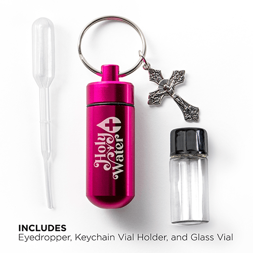 Catholic Holy Water Bottle Keychain Kit - Pink, Bulk Set of 3