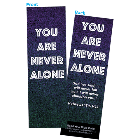 Children and Youth Bookmark, You Are Never Alone, Hebrews 13:5, Pack of 25, Handouts for Classroom, Sunday School, and Bible Study