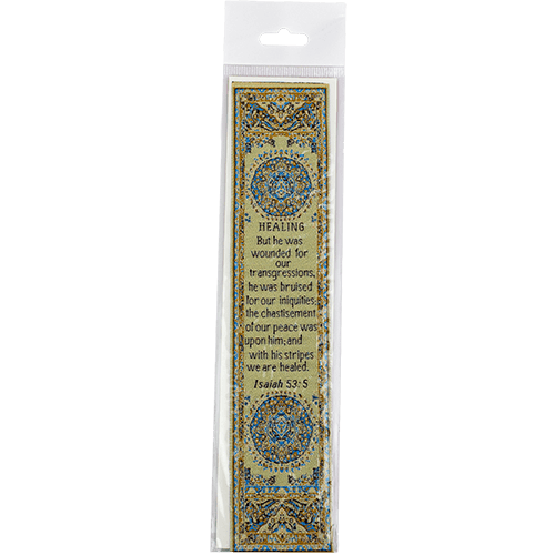 turkish tapestry-style woven bookmark in packaging