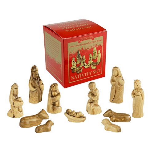holy land olive wood 13 piece nativity set with included box