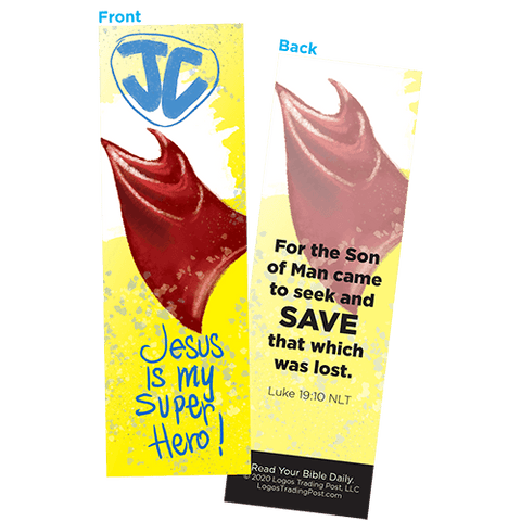 Children and Youth Bookmark, Jesus is My Superhero, Luke 19:10, Pack of 25, Handouts for Classroom, Sunday School, and Bible Study