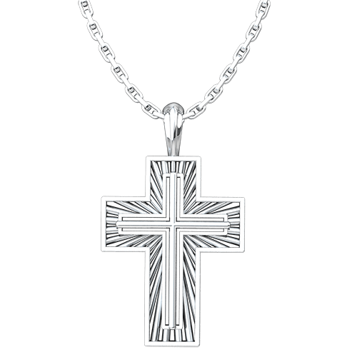 Sterling Silver Shining Cross Pendant with 18" Sterling Silver Chain