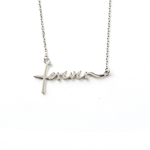 Forever Cross Necklace - Horizontal, Words of Life Sterling Silver Pendant Necklace