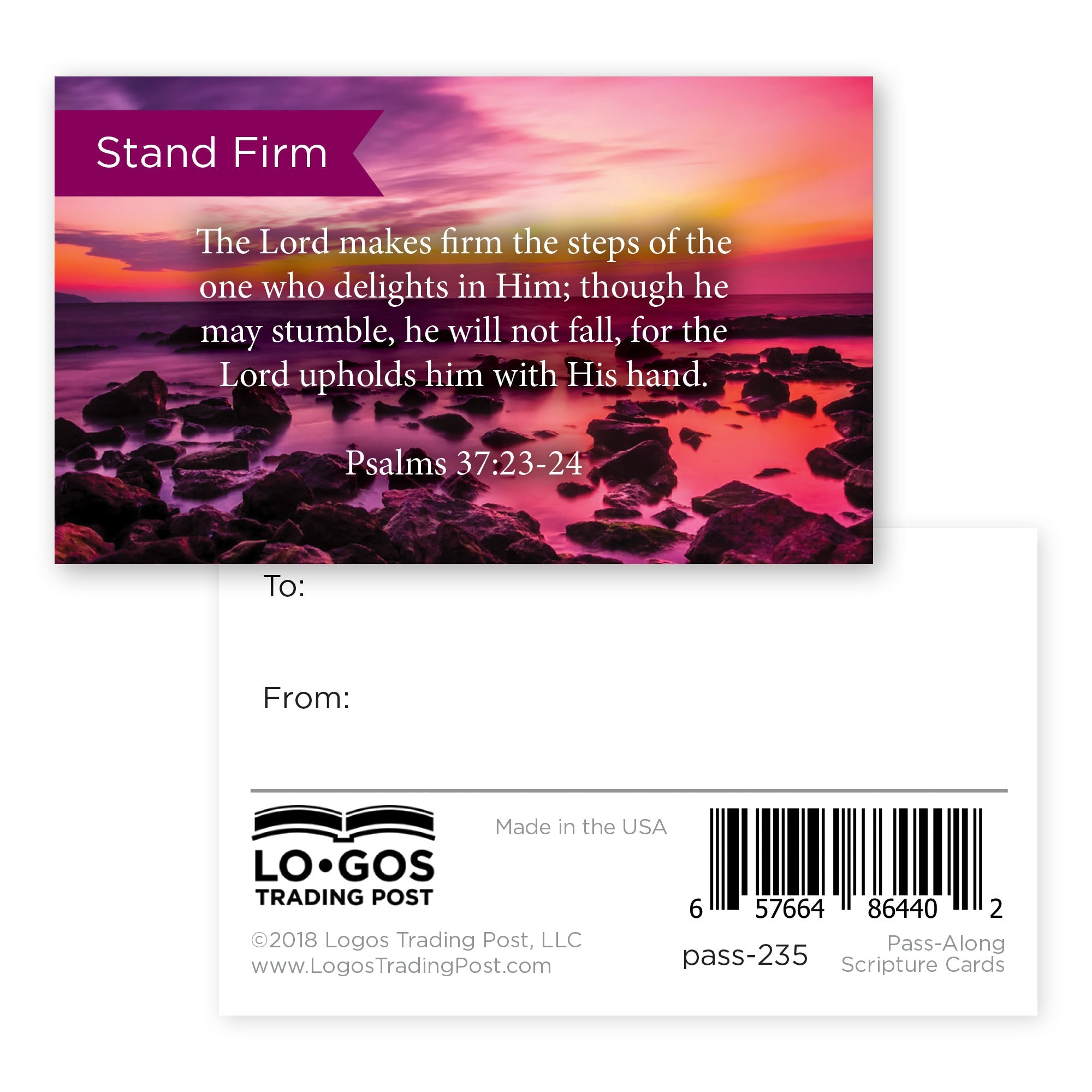 Pass Along Scripture Cards, Stand Firm, Psalms 37:23-24, Pack 25
