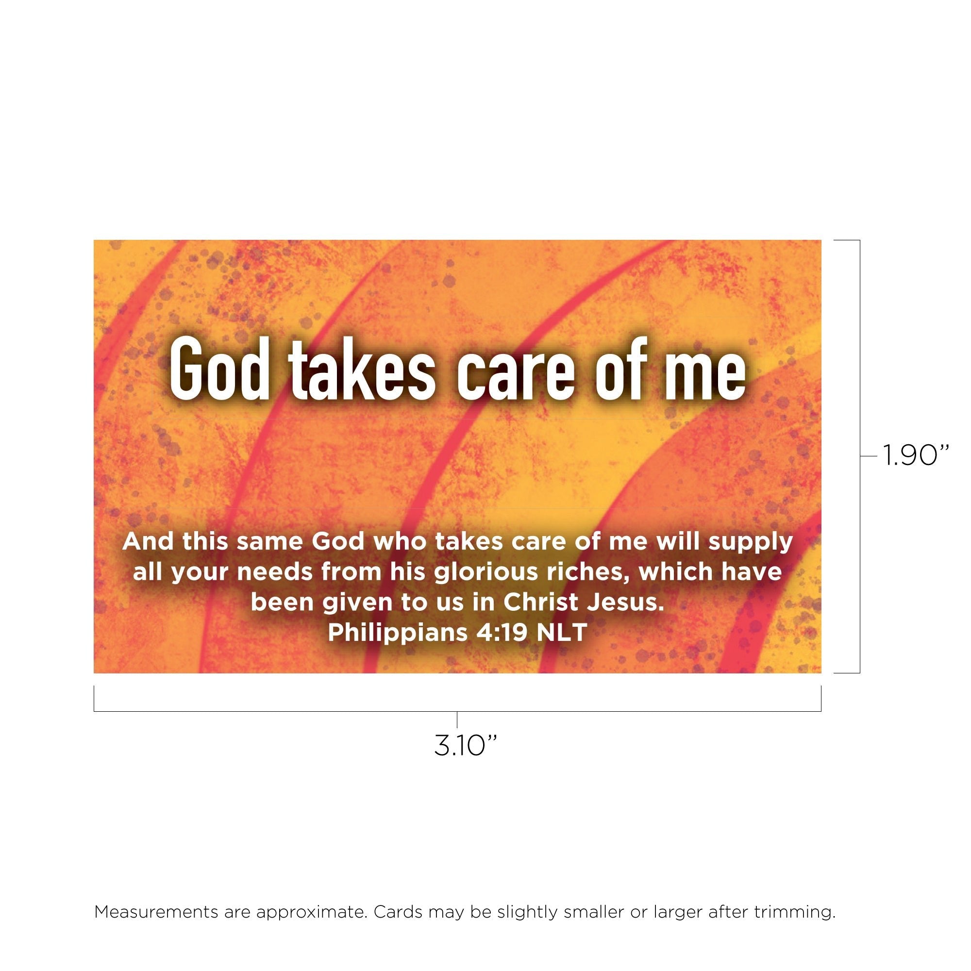 Children and Youth, Pass Along Scripture Cards, God Takes Care of Me, Philippians 4:19 Pack of 25