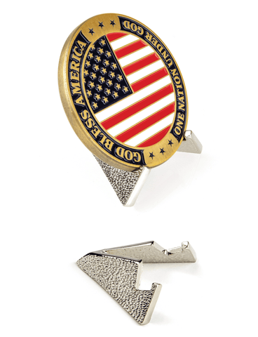 Angled Display Stand for Challenge Coins - Silver
