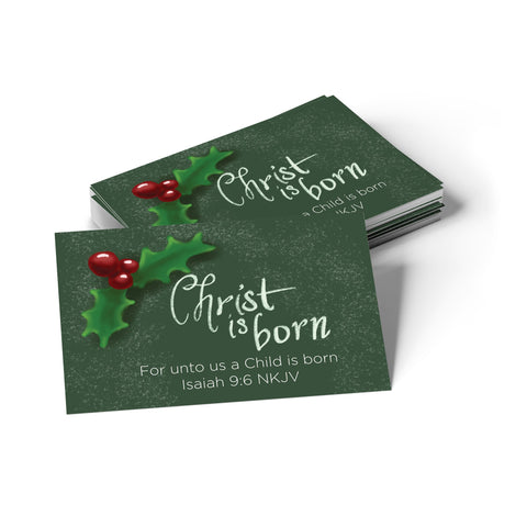 Christmas, Pass Along Scripture Cards, Christ is Born, Isaiah 9:6, Pack of 25