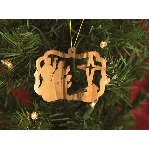 Wisemen & Nativity Star Olive Wood Christmas Ornament from Israel, Made in the Holy Land of Bethlehem