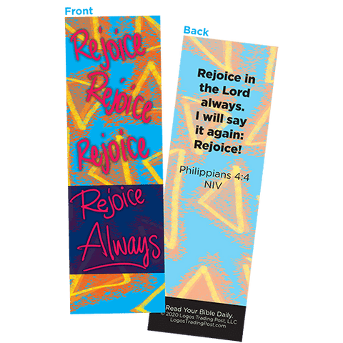 Children and Youth Bookmark, Rejoice Always, Philippians 4:4, Pack of 25, Handouts for Classroom, Sunday School, and Bible Study