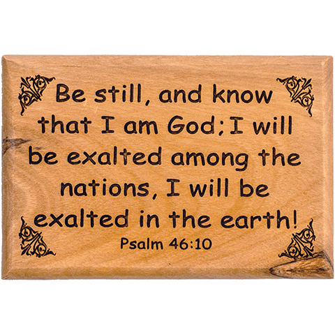 Olive Wood Bible Verse Fridge Magnets, Be Still & Know - Psalm 46:10