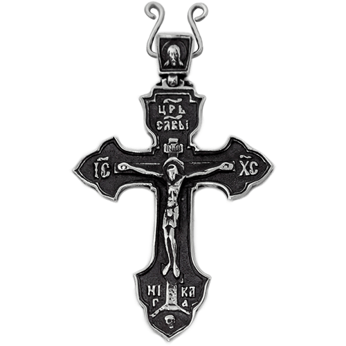 Greek Cross with Crucifix, Large Sterling Silver Pectoral (No Chain)