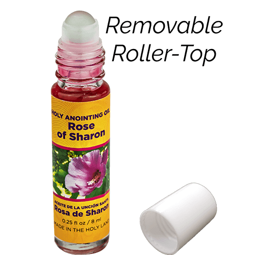 Rose of Sharon Anointing Oil from Israel, Bulk Set of 6 Roll On Bottles, 1/4 oz Each, Made in the Holy Land of Jerusalem, Prayer Gift for Pastors & Priests, Aceite Ungido de Rosa de Sharon