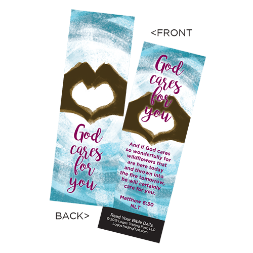 Children's Christian Bookmark, God Cares For You, Matthew 6:30 - Pack of 25 - Christian Bookmarks