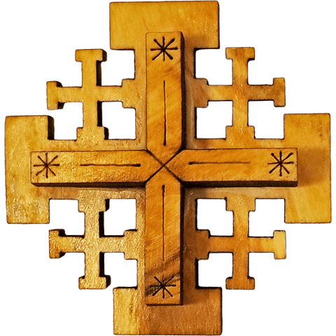 Olive Wood Jerusalem Cross Magnet
