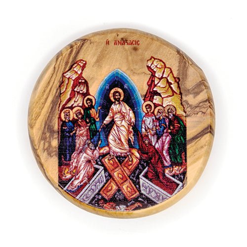 The Resurrection of Jesus (Byzantine) Olive Wood Icon Magnet
