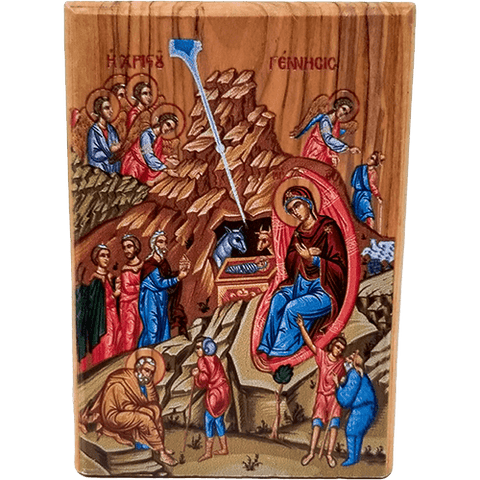 Nativity Scene Olive Wood Color Icon