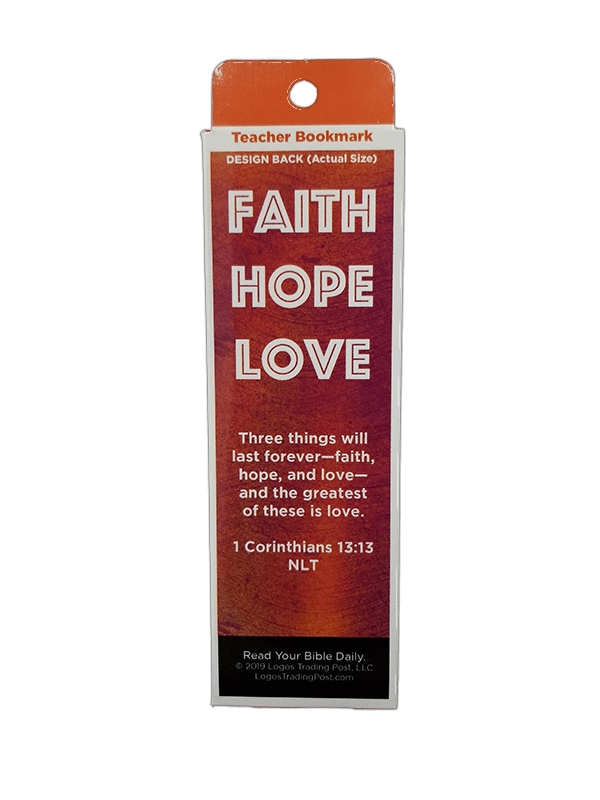 Children's Christian Bookmark, Faith Hope Love, 1 Corinthians 13:13 - Pack of 25 - Logos Trading Post, Christian Gift