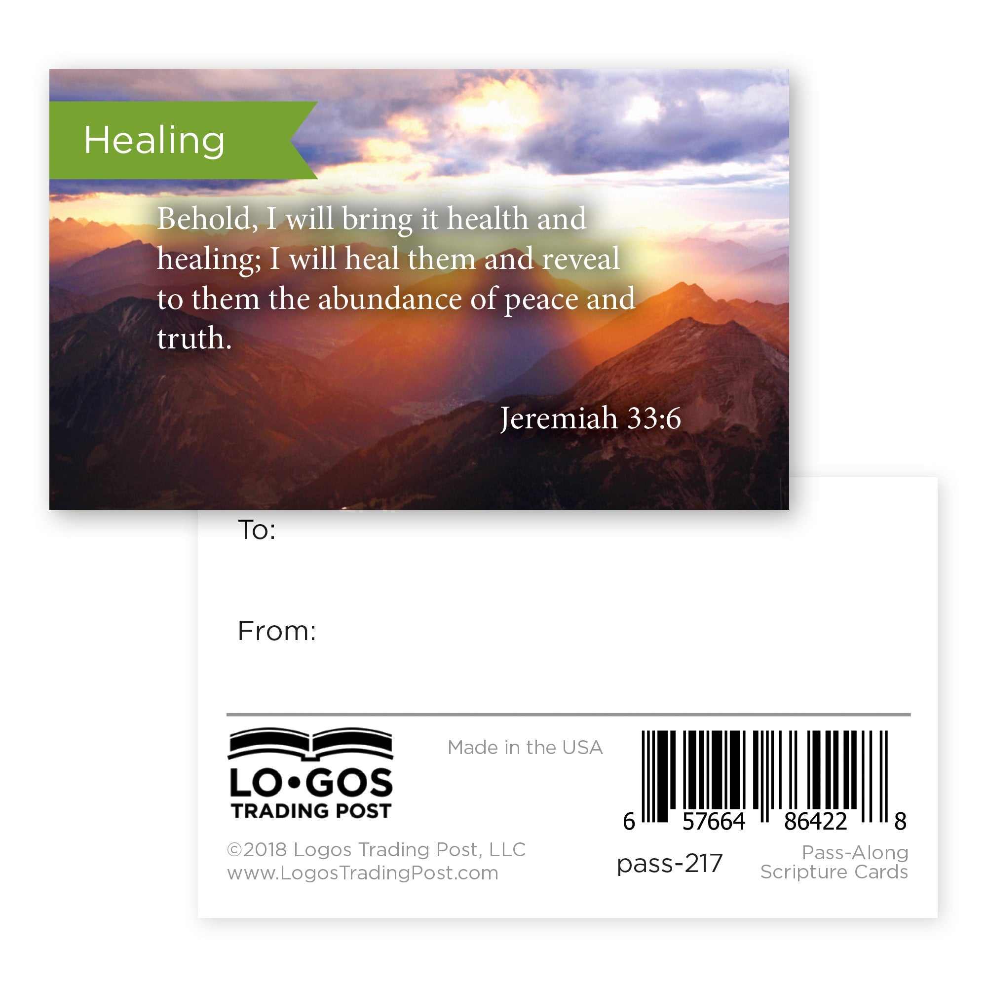 Healing, Jeremiah 33:6, Pass Along Scripture Cards, Pack 25