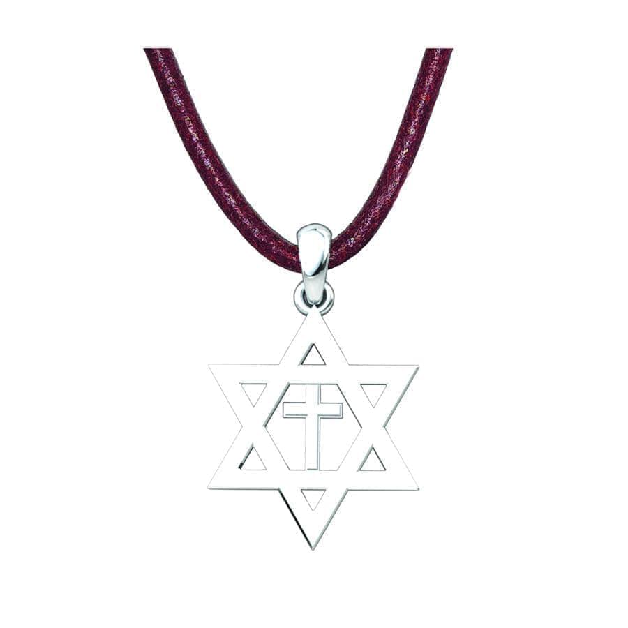 Men's Star of David with Cross Sterling Silver Pendant