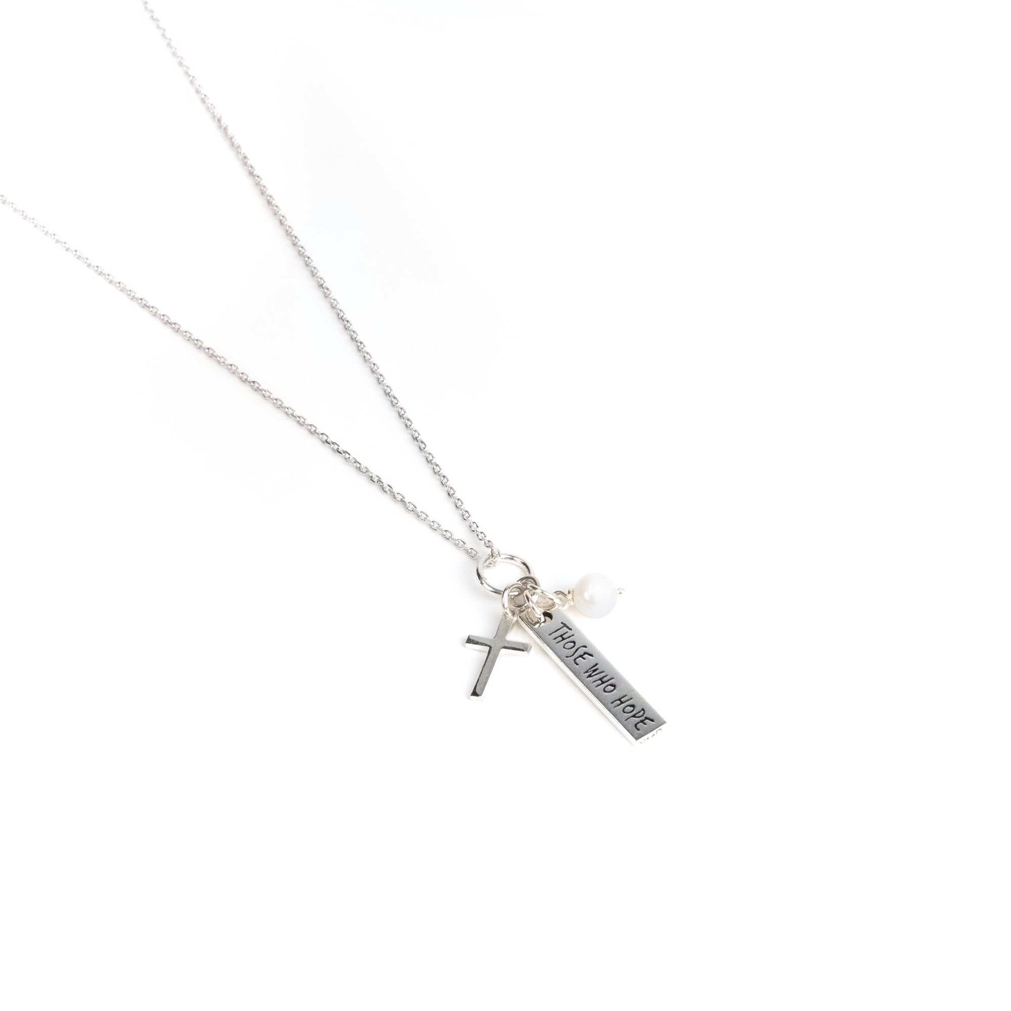 Those Who Hope, Sterling Silver Scripture Cross Necklace