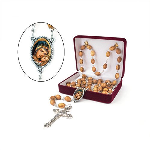 Madonna and Child Olive Wood Rosary