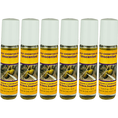 Unscented Holy Land Anointing Oils from Israel, Bulk Set of 6 Bottles, 1/4 oz Each, Made in Jerusalem from Local Herbs and Essences, Gift for Pastors & Priests, Aceite de la unción santa no lleva fragrancia