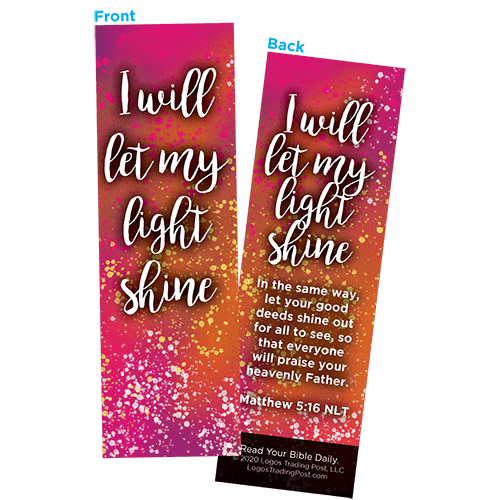 Children and Youth Bookmark, I Will Let My Light Shine, Matthew 5:16, Pack of 25, Handouts for Classroom, Sunday School, and Bible Study