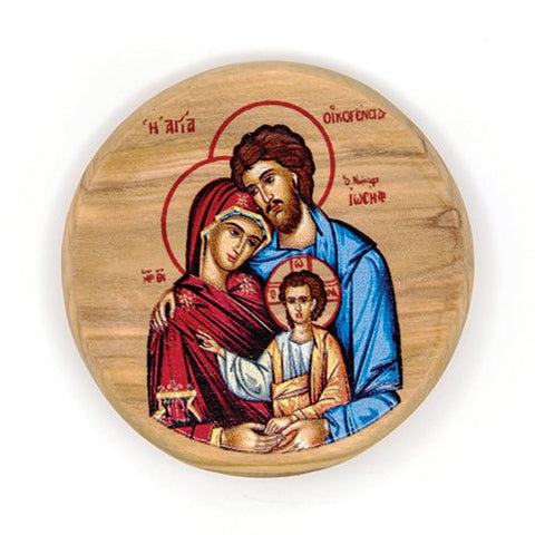 The Holy Family (Byzantine) Olive Wood Icon Magnet