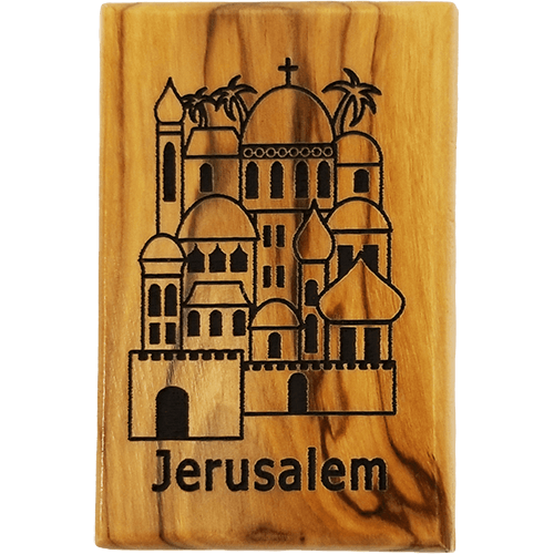 Jerusalem City Olive Wood Magnet