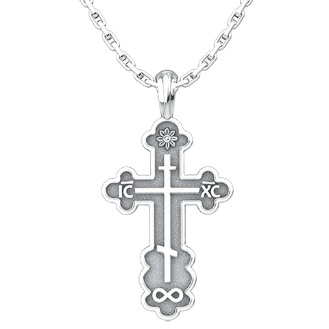 Saint Olga Cross Sterling Silver Pendant - 18 Inch Chain