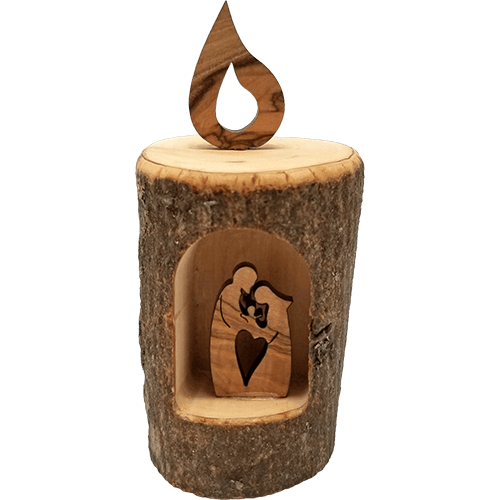 Holy Land Olive Wood Candle Nativity Log
