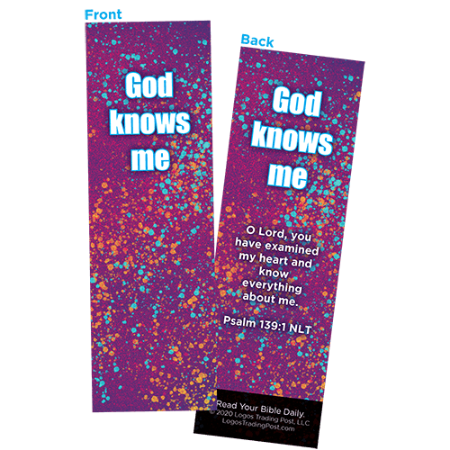 Children and Youth Bookmark, God Knows Me, Psalm 139:1, Pack of 25, Handouts for Classroom, Sunday School, and Bible Study