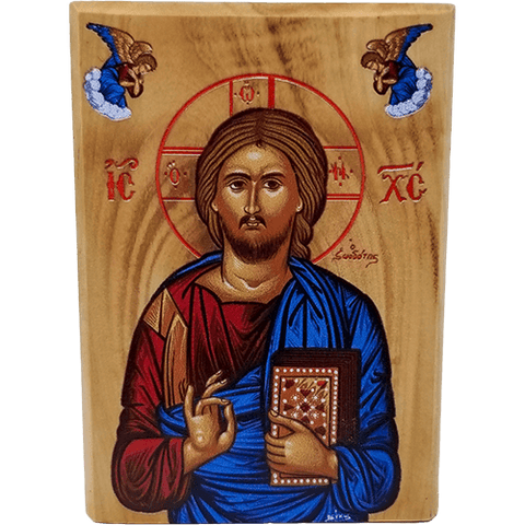 Jesus King of the Universe Olive Wood Color Icon