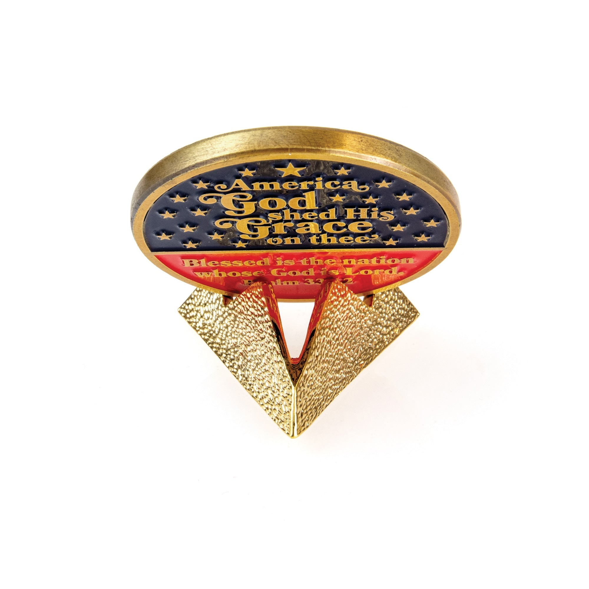 Angled Display Stand for Challenge Coins - Gold